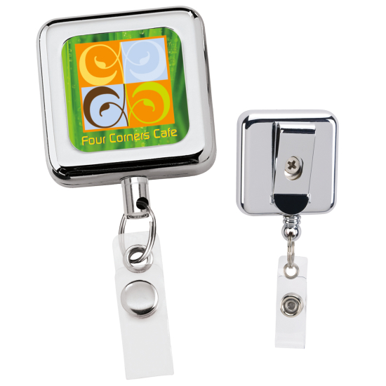 Square Metal Retractable Badge Holder