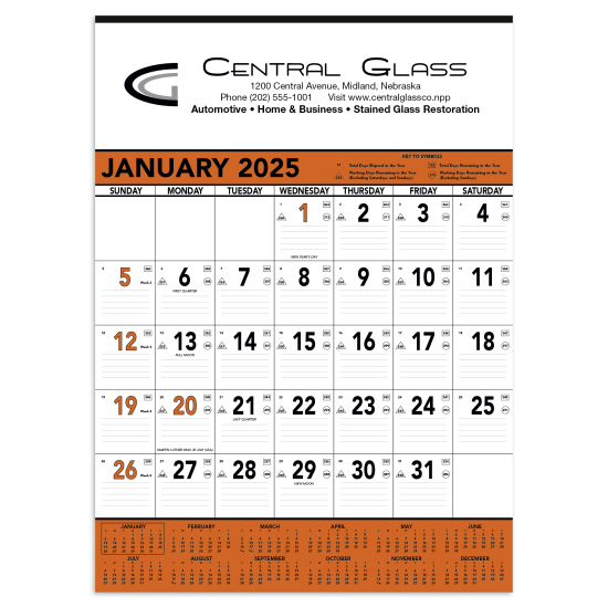 Triumph® Calendars Orange & Black Contractor Memo