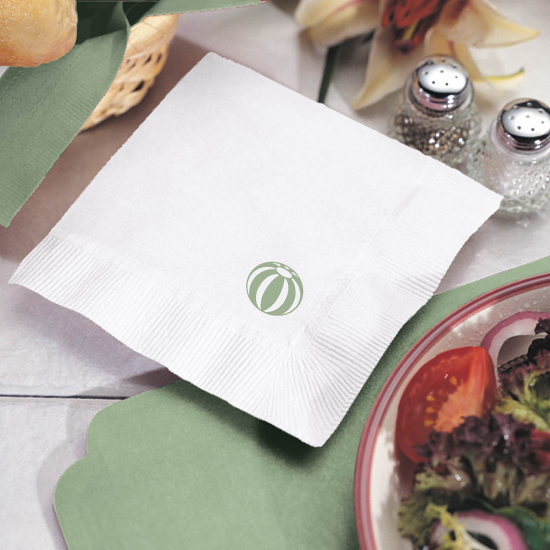 1 Ply White Personalized Beverage Napkins